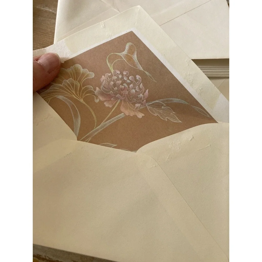 Vintage Hallmark Scented Stationery paper ombre brown pink green flowers 1980's